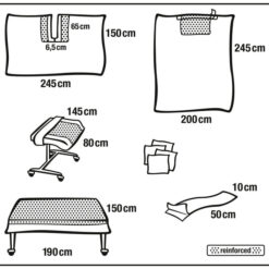 Foliodrape Protect Plus Universal-Schlitztuch-Set II, aus leistungsstarkem Zweischichtmaterial mit verstärkten Zonen.