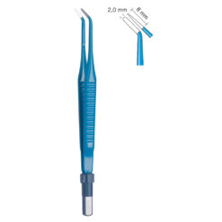Bipolare Pinzette gewinkelt, stumpf, Spitzenbreite 2,0 mm