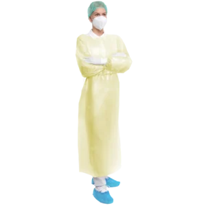 Besuchermantel Vlieskittel mit PE-Beschichtung, Größe L, XL, Farbe gelb