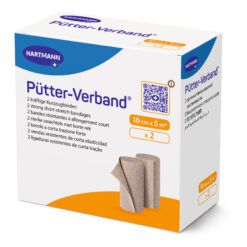 Pütterbinde, die besonders kräftige Kurzzugbinde für die gegenläufige Verbandtechnik.