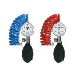 Manometer mit Gebläseball mit rotem Spiralschlauch