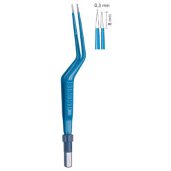 Bipolare Pinzette bajonettförmig, spitz, Spitzenbreite 0,3 mm