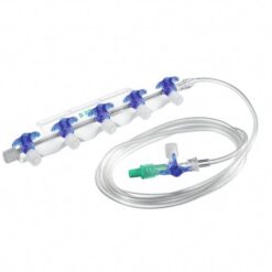 Discofix® C Hahnbank 5-fach mit  Verlängerung 150 cm, blau, arzneimittelbeständig