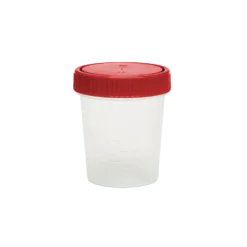 Urinbecher mit rotem Schraubdeckel 125 ml