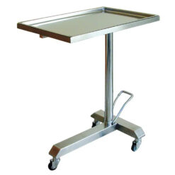 Instrumententisch Mayo Edelstahl, höhenverstellbar über Fußpumpe von 900 bis 1250 mm