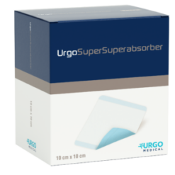 Urgo Supersuperabsorber, sterile superabsorbierende Wundauflage zur Anwendung auf exsudierenden Wunden.