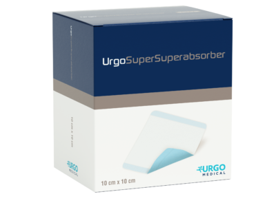 Urgo Supersuperabsorber, sterile superabsorbierende Wundauflage zur Anwendung auf exsudierenden Wunden.