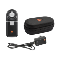 HEINE DELTAone Dermatoskop, Standard Edition (schwarz-silber) mit Kontaktscheibe mit Skala, USB Kabel mit med. zugelassenem Steckernetzteil, Etui